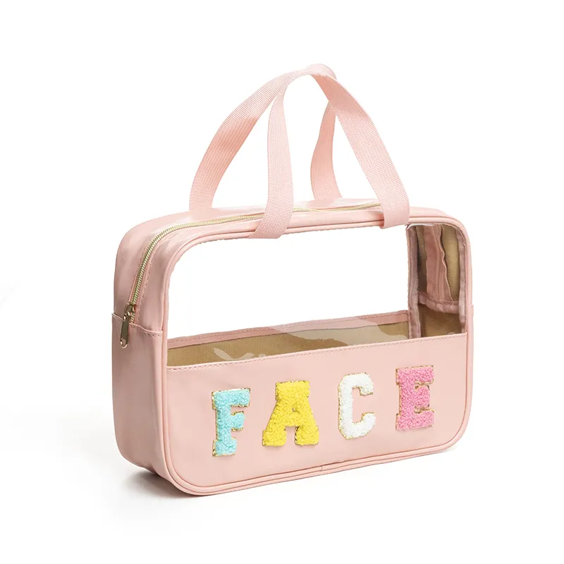 Custom Colors Large Capacity Water Resistant Makeup Cosmetic Bag Portable Travel Clear Toiletry Bag