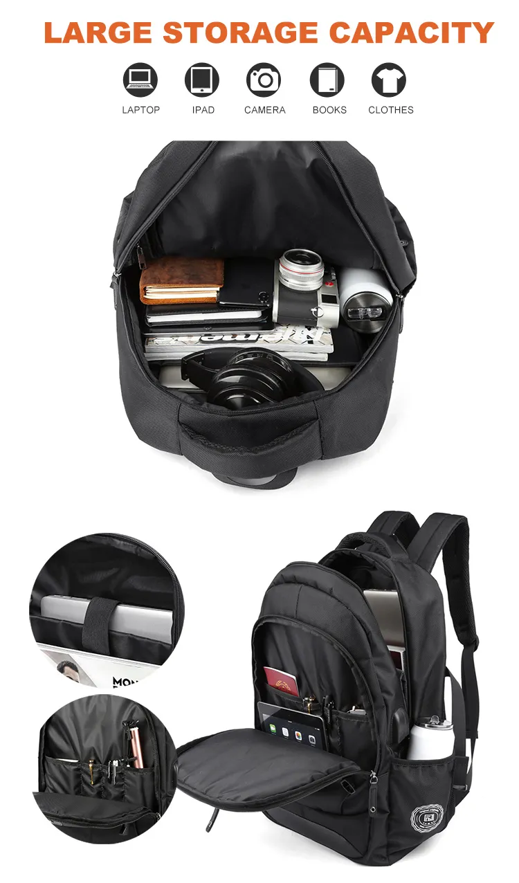 Custom Zipper Travel Backpack 17 Inches Waterproof Outdoor Laptop Backpack