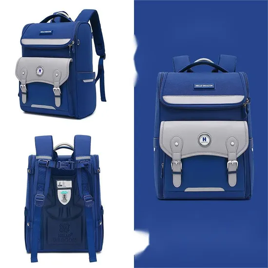 Primary School Children′s Lightweight Backpack Reducing Burden and Protecting Spine Boys and Girls Large Capacity Waterproof