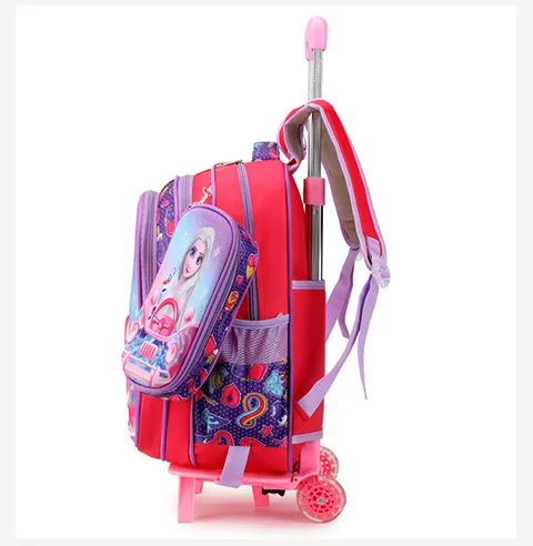 Primary School Childrens Backpack Three Piece Set 16 Inch 3D Lunch Bag for Boys and Girls Detachable Pull Rod Backpack