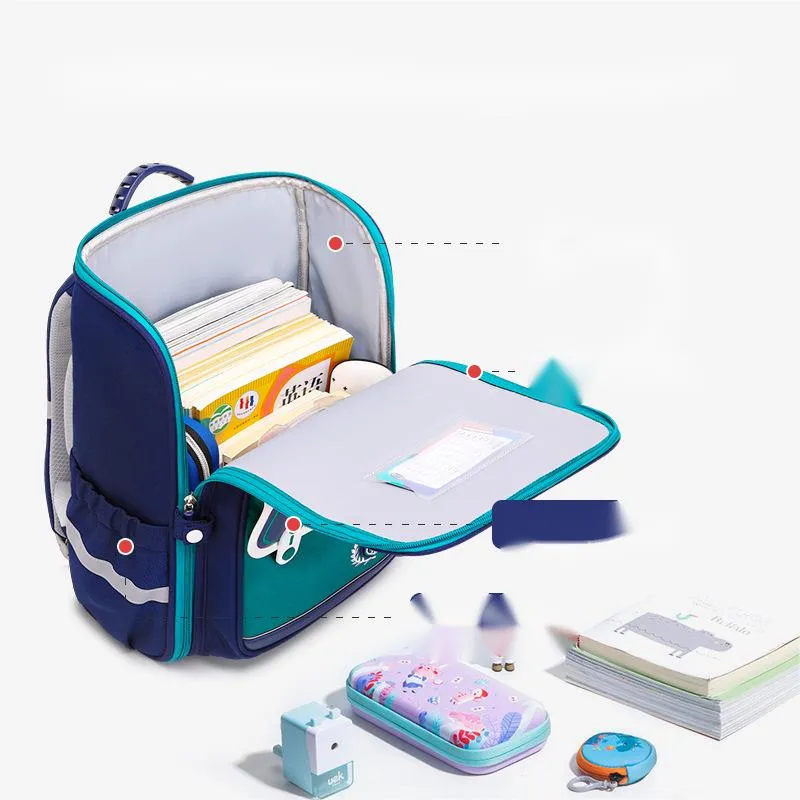 Children&prime;s Primary School Backpacks for Grades 3-6 Spine and Waist Protection Backpacks