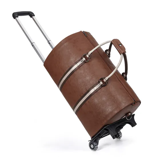Folding Travel Suit Bag Luggage Bag Large Capacity Portable Pull Rod Suit PU Leather Bag