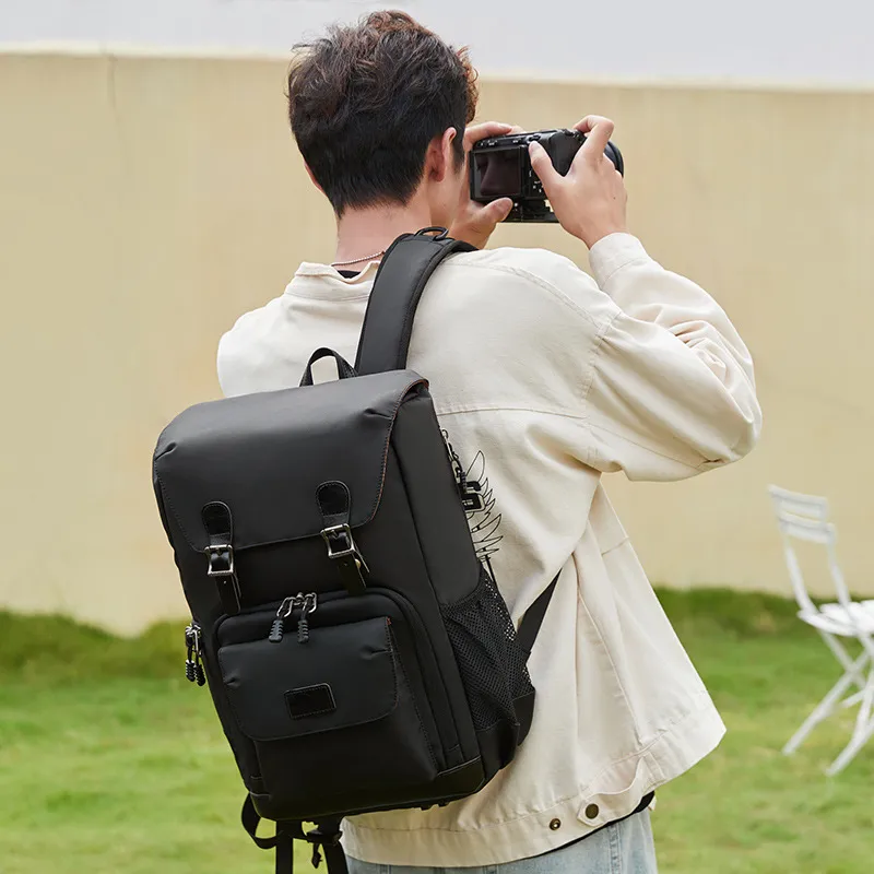 Large Capacity Shoulder Photography Backpack Vintage Canvas Camera Backpack Drone 17 Inch Computer Backpack