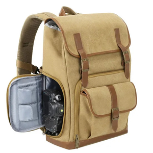 Customized Retro Fashion Waxed Canvas Backpack Outdoor Large Capacity Waterproof SLR Camera Backpack