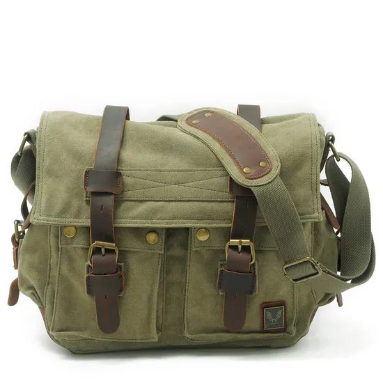 Canvas Leather Single Shoulder Crossbody Bag Casual Photography Waterproof Inner Liner DSLR Camera Bag