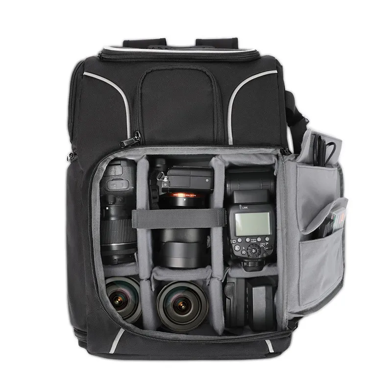 Customized New Black Oxford Cloth Camera Backpack Outdoor Travel Shoulder SLR Photography Backpack