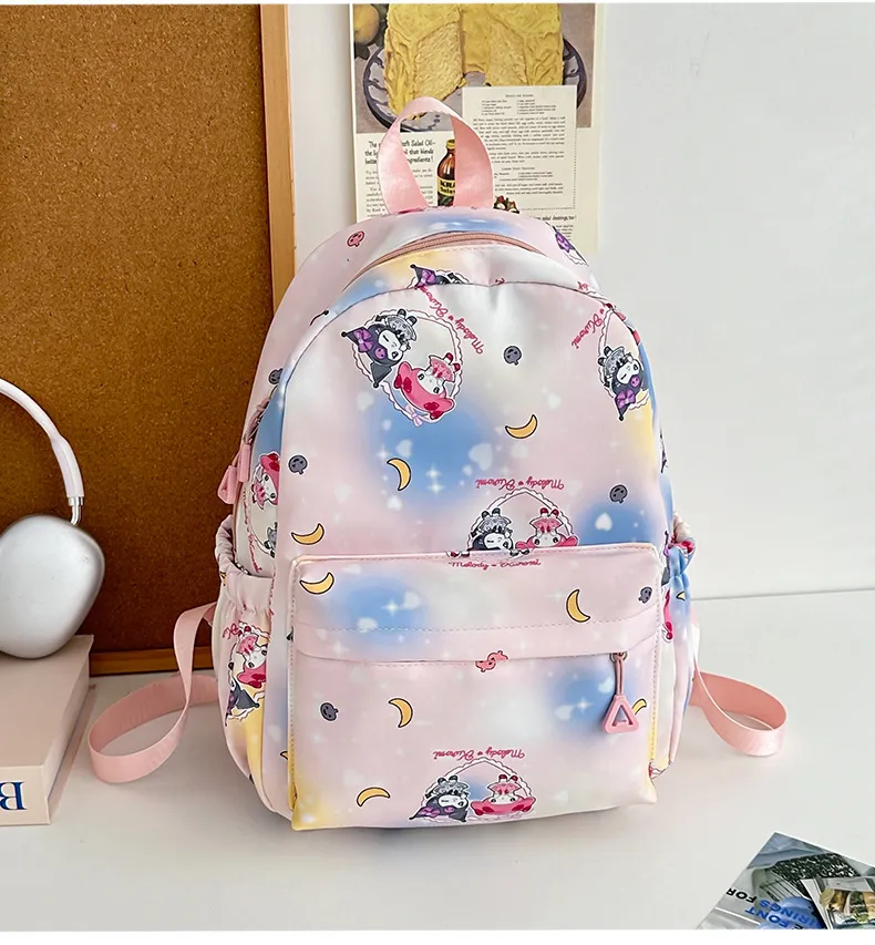 Primary School Backpack Starry Sky Large Capacity Nylon Full Print Cute New Kuromi Cartoon Creative Backpack