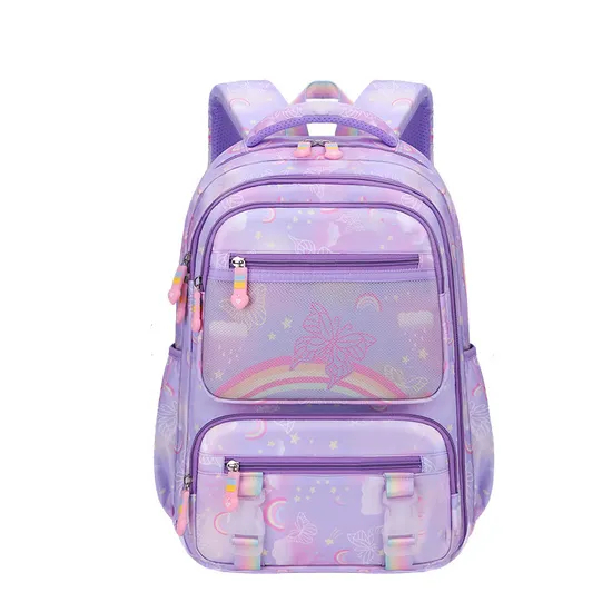 New Rainbow Girls Elementary School Students Backpack Waterproof Backbone Protection Large Capacity Backpack