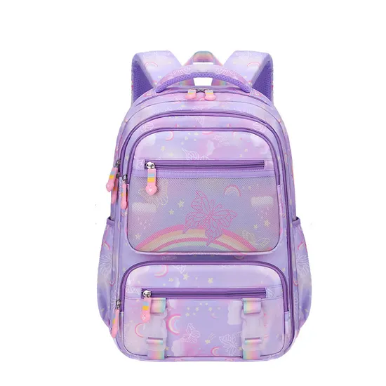 New Rainbow Girls Elementary School Students Backpack Waterproof Backbone Protection Large Capacity Backpack