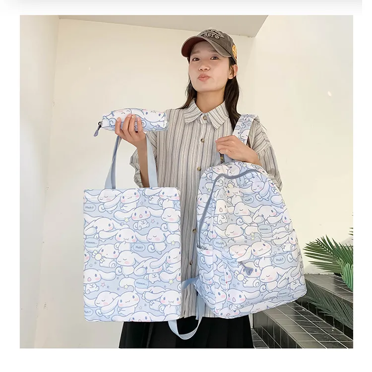 New Cartoon Coolomi Cute Three Piece Student Lightweight School Bag Sanrio Large Capacity Full Print Backpack