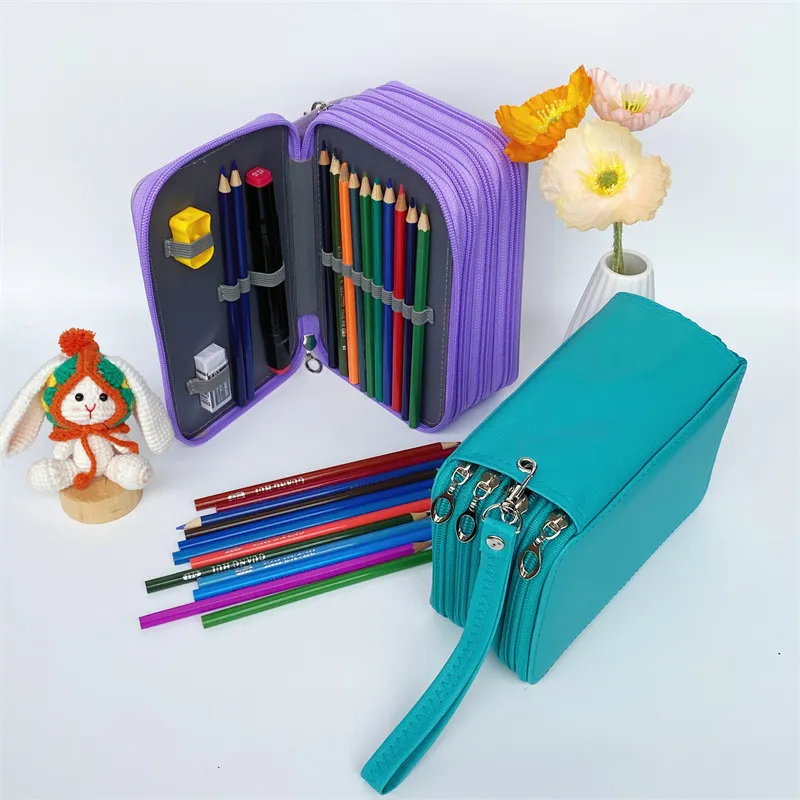 Large Capacity PU Pencil Case 72 Color Student Pencil Case Stationery Box Art Drawing Pencil Case