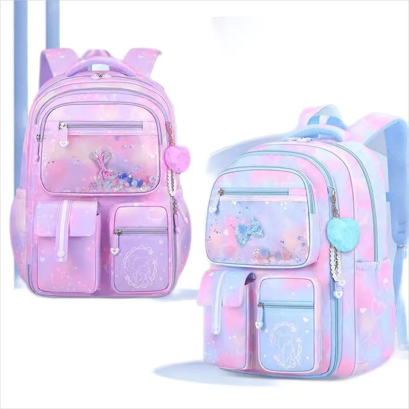 New Princess Backpack for Grades 1-6 Reducing Burden and Protecting Spine Backpack