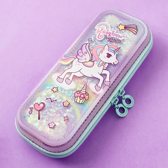 Elementary School Student Pencil Case Filled with Oil Quicksand Pencil Case Cartoon TPU Student Stationery Case Pouch
