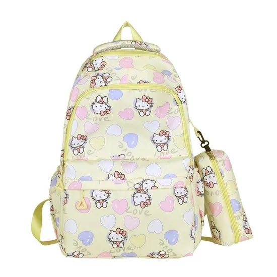 New Cute Cartoon Two-Piece Backpack with Large Capacity Lightweight Backpack