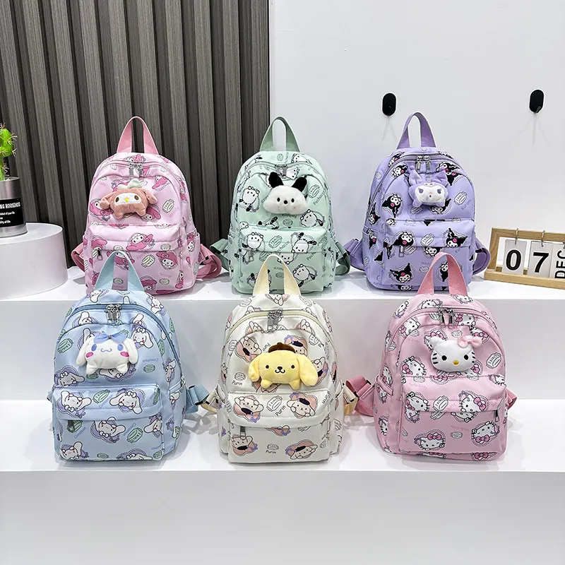 New Children Cartoon Exquisite Doll School Backpack with Large Capacity Nylon Printing Creative Backpack