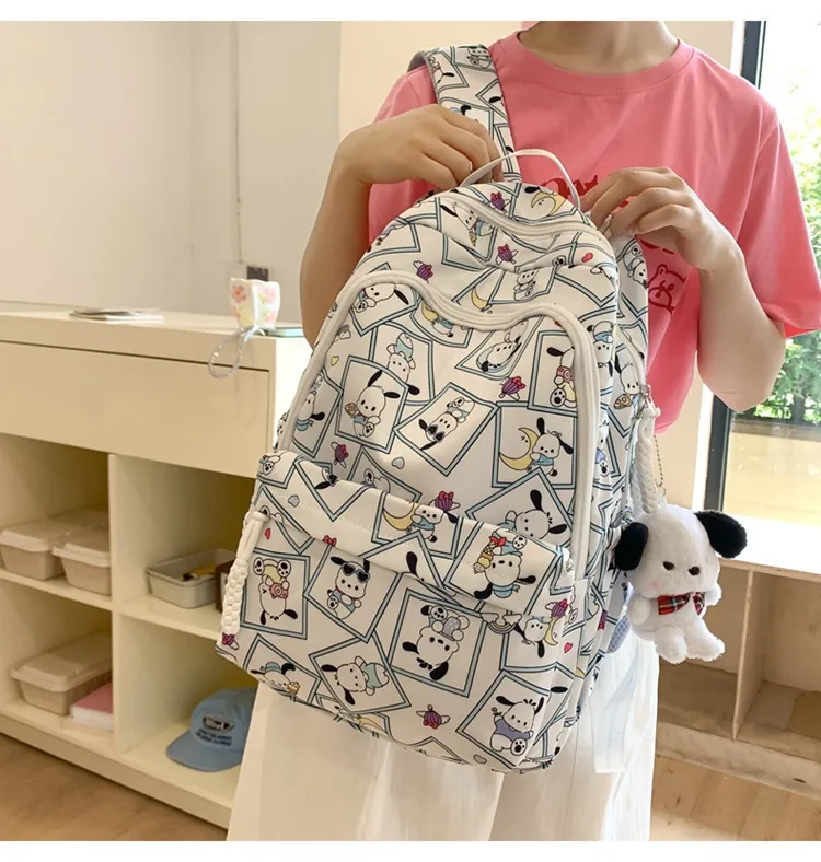 New Student Backpack Cute Large Capacity Handheld Nylon Lightweight Cartoon Backpack