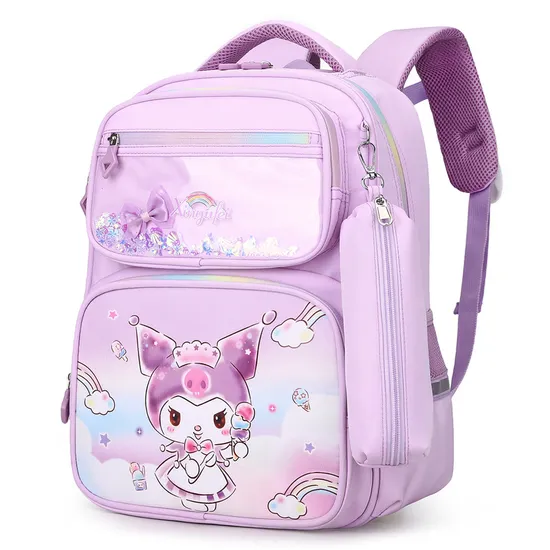 Elementary School Cartoon Fresh Backpack for Stress Relief and Spine Protection Backpack with Multiple Compartments and Large Capacity Backpack