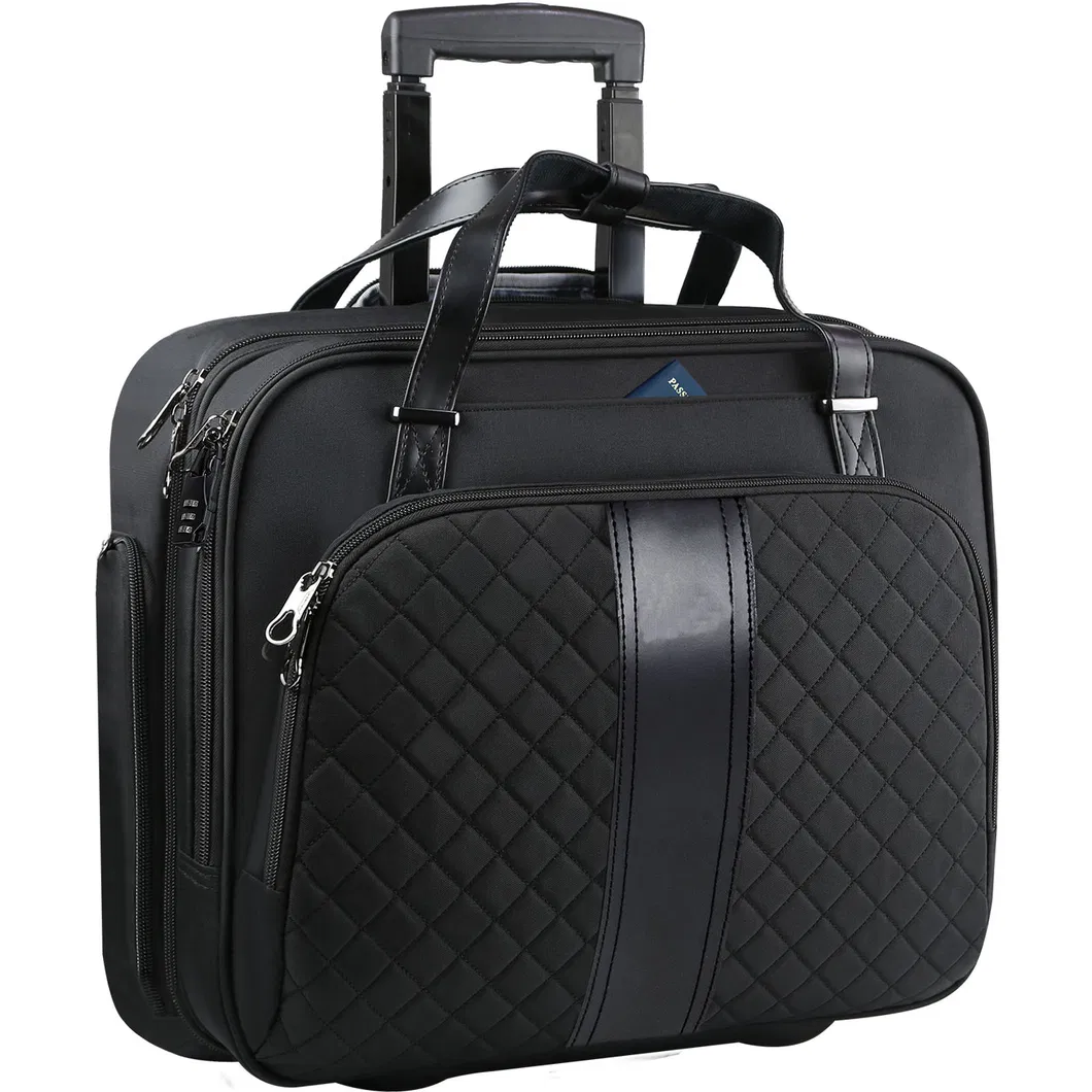 Oxford Rolling Laptop Bag Premium Wheeled Briefcase Fits up to 17.3 Inch Laptop Overnight Roller Case