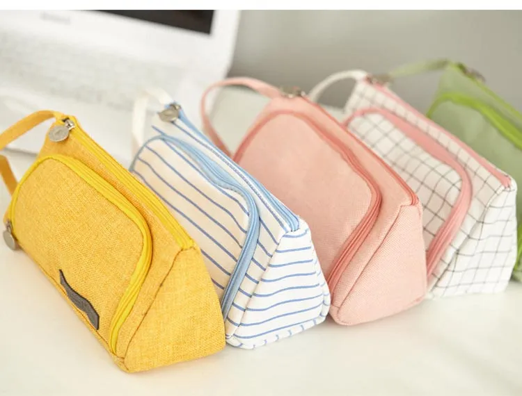 Wholesales Custom Big Capacity Large Storage Canvas Pencil Pen Case Pouch Stationery Bag for Office School Teen Girl Boy