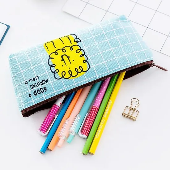 Wholesale School Cartoon Animal Zipper Canvas Pencil Case for Children