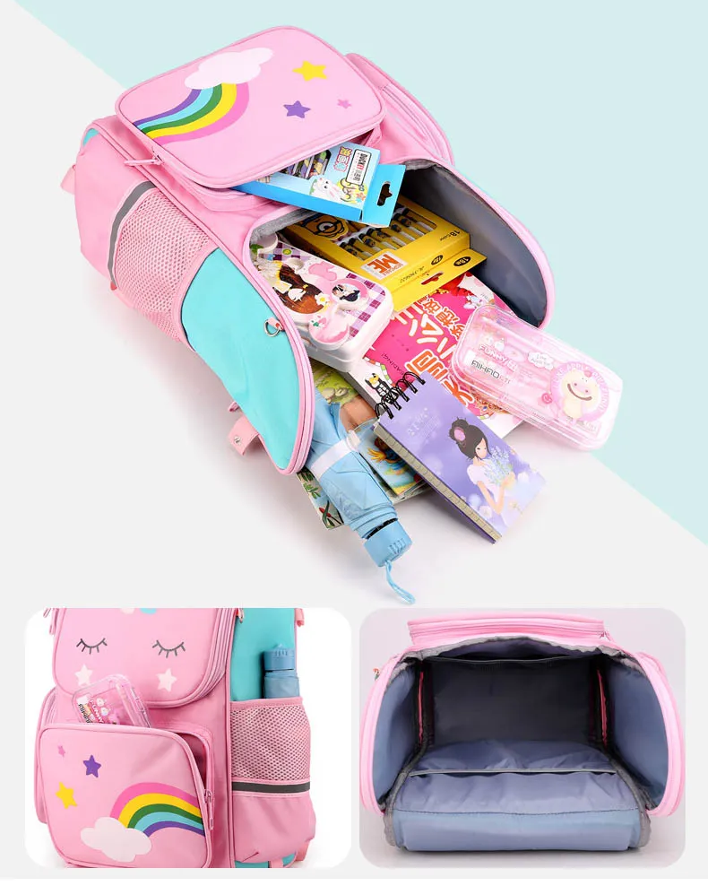 High Quality Backpack Unicorn Children&prime;s School Bags Children Backpack Convenient Travel Removeable Trolley Bag for Girls