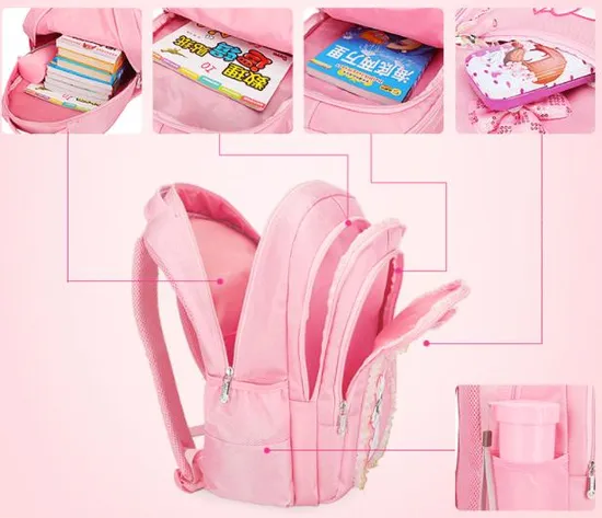 Children Double Shoulder 7-9-12 Year Old Schoolbag Princess Backpack School Girls Backpack Bag Korean Version of Cute Polyester