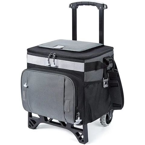 Customized Cooler Trolley Bag with Wheels Portable Camping Insulated Collapsible Wheels Rolling Bag