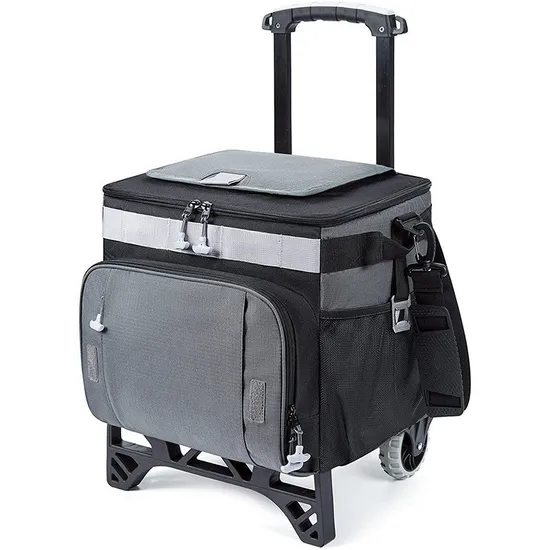 Customized Cooler Trolley Bag with Wheels Portable Camping Insulated Collapsible Wheels Rolling Bag