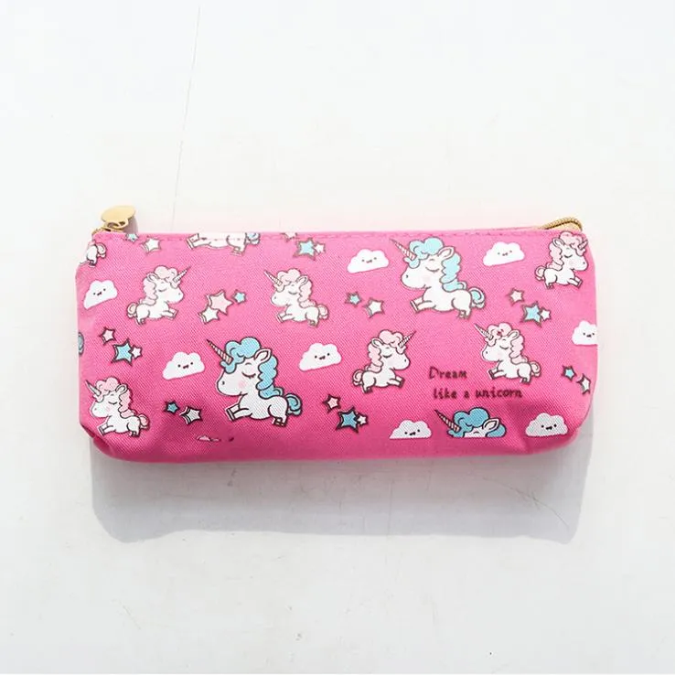 Cartoon Children Stationery Bag Cute Kawaii Zipper Canvas Pencil Case Unicorn
