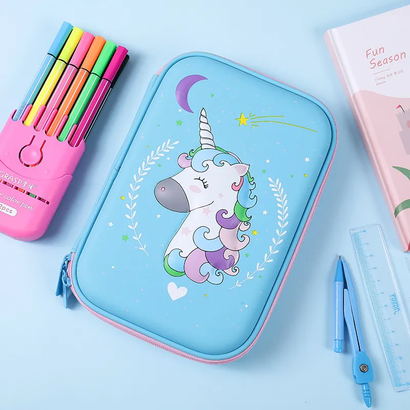 New Large Capacity Pen Bag Cute Cartoon Unicorn Pencil Case with Zipper