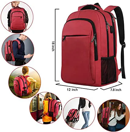Casual Lightweight Stylish Waterproof College Laptop Bag Large USB Charging Students Boys Shockproof Daypack School Backpack