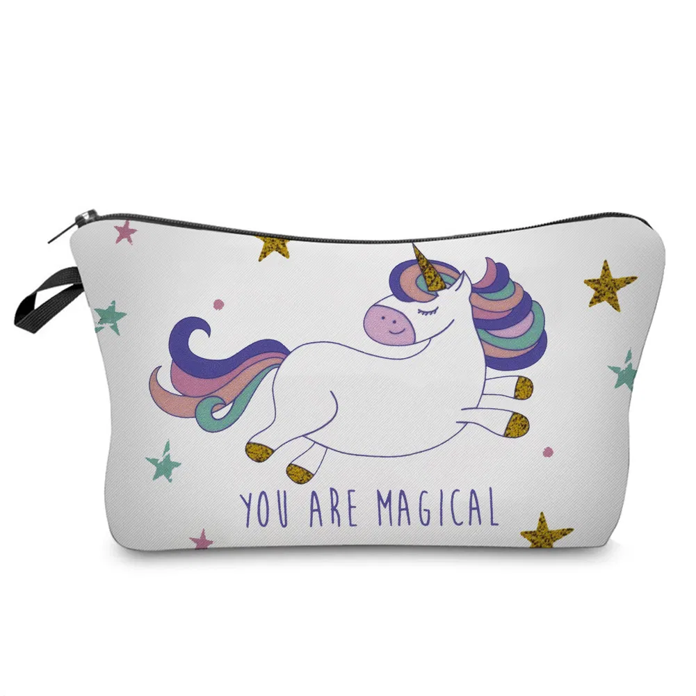 Cartoon Cute Unicorn Kids Pencil Pouch Large Cosmetic Makeup Bag for Girls