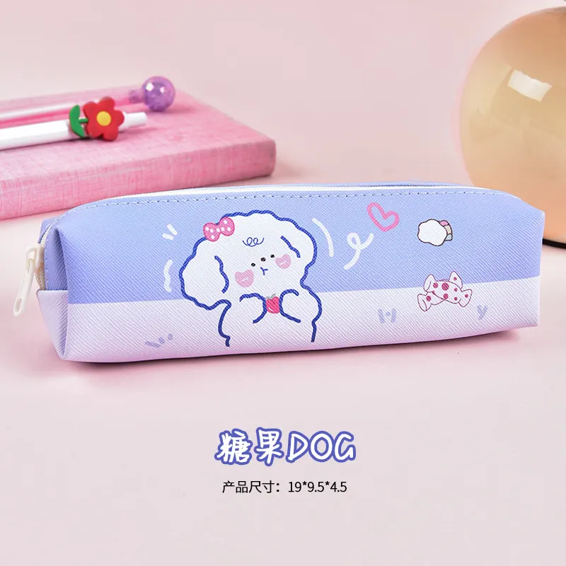 Cartoon Cute School Stationery Bag Kawaii Leather Pencil Pouch for Kids