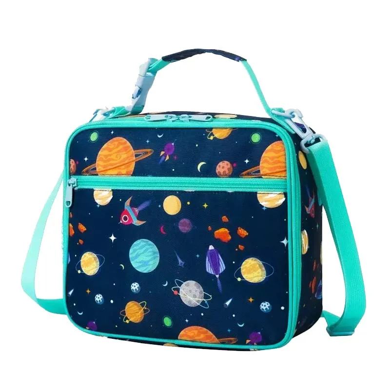 Cosmic Theme Pattern Lunch Bag Oxford Cloth Material Large Capacity Can Keep Warm for 4 Hours Cooler Bag