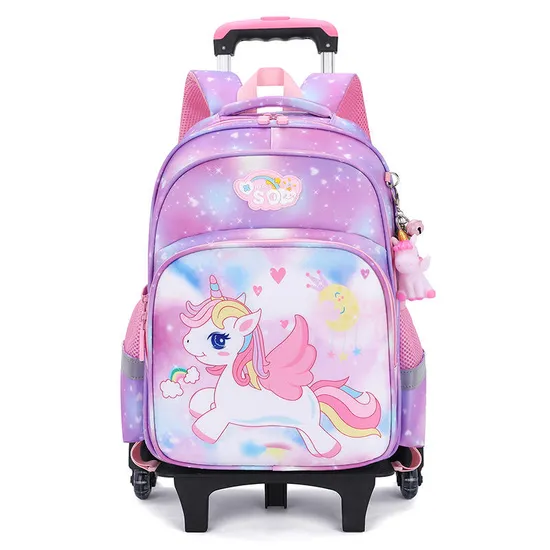 Pupils Trolley Schoolbag Girls First Grade to Sixth Grade Children′s Burden-Reducing Backpack for Girls