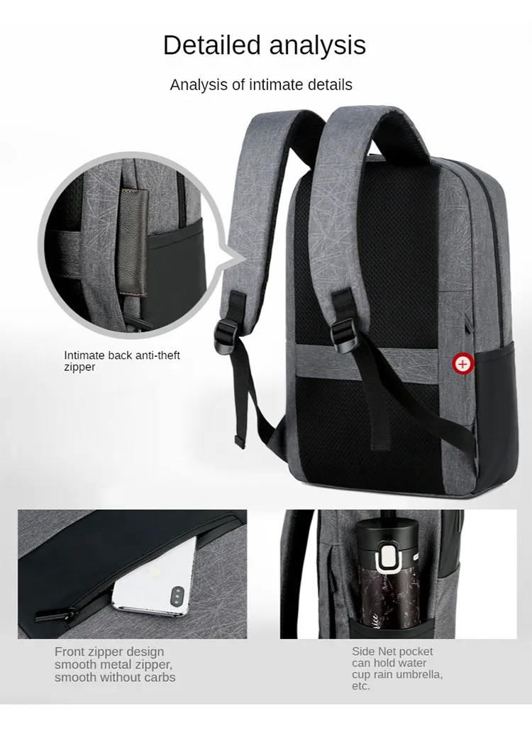 Business Man Travel Backpack USB Charger Back Pack Leisure Travel Computer Backpack