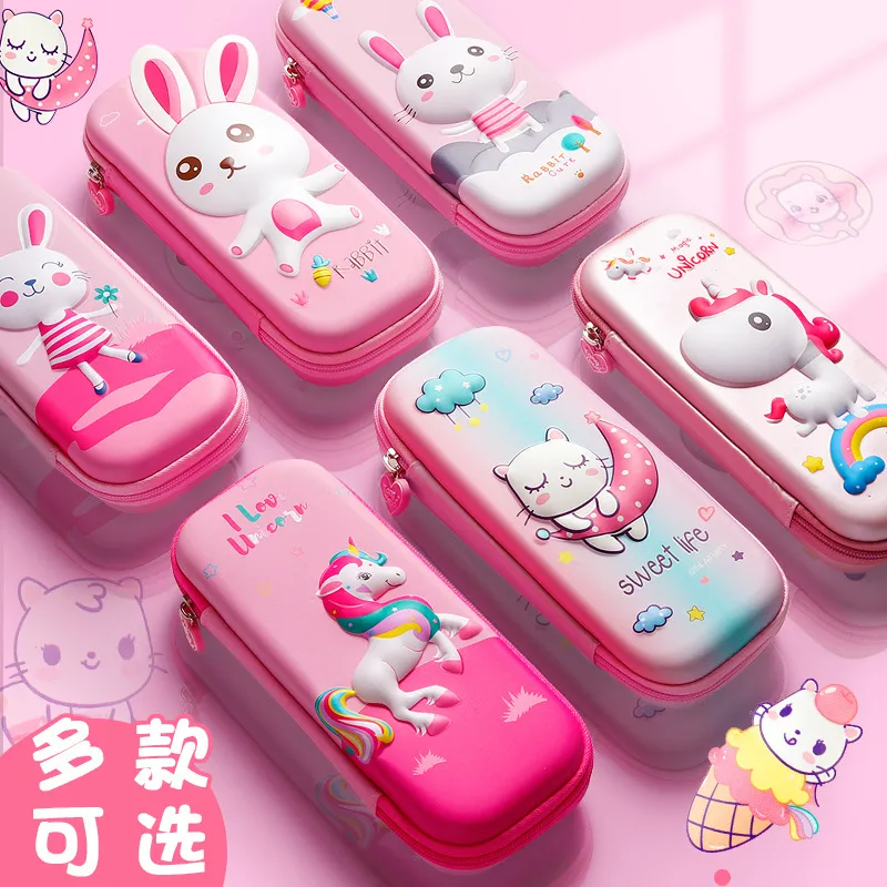 Cartoon Waterproof Pencil Case Girls Pupils Cute Pencil Box Wholesale Multifunctional 3D Stereo Pencil Case