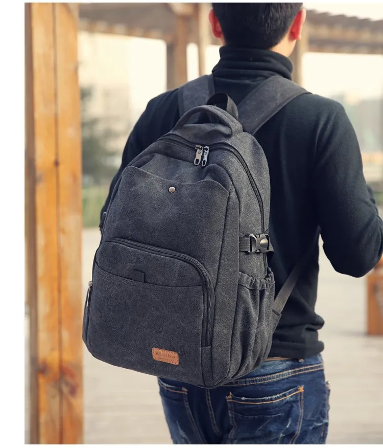 Retro Canvas Outdoor Backpack for Students Simple and Trendy Large Capacity Backpack
