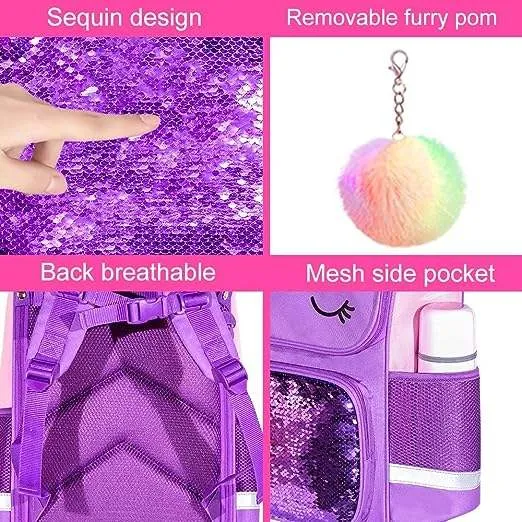 Unicorn Sequin Schoolbag Factory Price Girl School Backpack Pink Schoolbag for Girls
