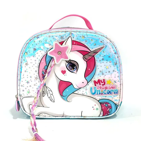 Custom Cartoon Unicorn Girls Kids School Bag Set with Lunch Box and Water Bottle