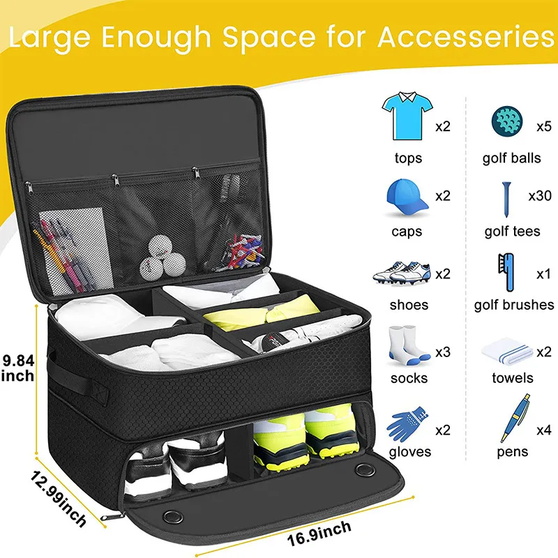 Factory Double-Layer Golf Trunk Storage Bag Waterproof Shoe Compartment Handbag