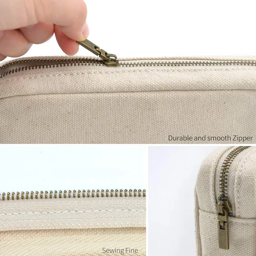 Solid White Canvas Stationery Organizer Pouch Multipurpose Pen Makeup Bag