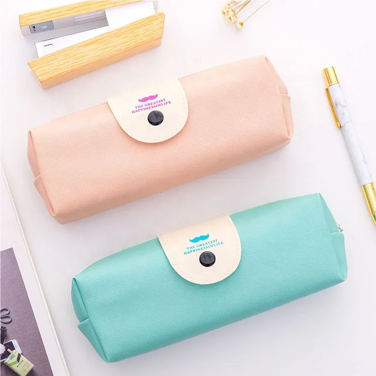 Wholesale Cartoon Cute Beard Print Pen Bag Zipper Large Leather Pencil Case
