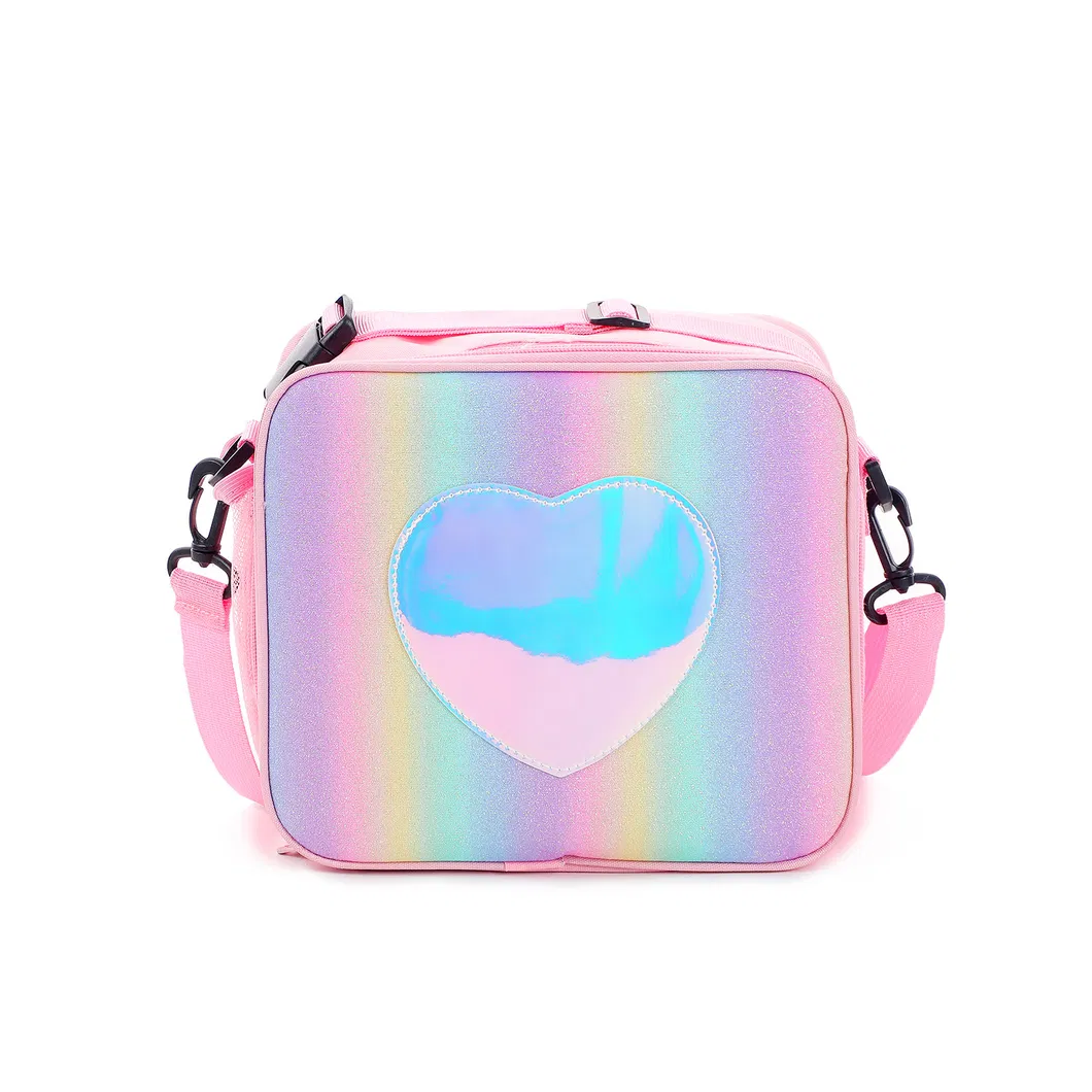 Fashion Holographic Rainbow Travel Thermal Picnic Bag Kids Portable School Insulated Food Lunch Cooler Bag for Children