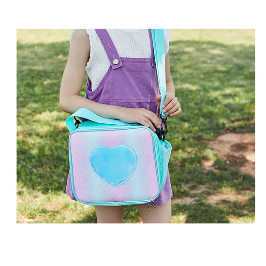 Fashion Holographic Rainbow Travel Thermal Picnic Bag Kids Portable School Insulated Food Lunch Cooler Bag for Children