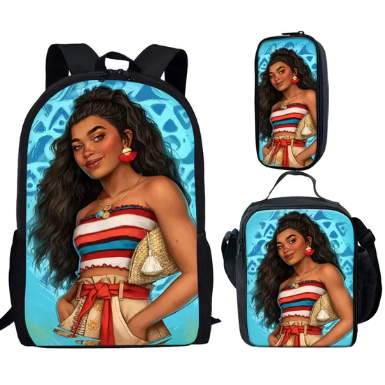 3PCS Black Art African American Girls Printing School Bags Set for Teenage Girls Bookbag Children Kids Schoolbags
