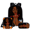 Back to School Backpack Kids Bag African American Black Art Girls Schoolbag Mochila 3PCS Set School Bags for Girls