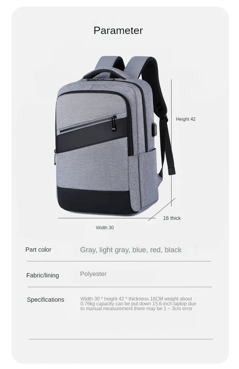 New Design Durable Mochila Smart Business Notebook Back Pack USB Charger Bagpack Nylon Casual Backpack