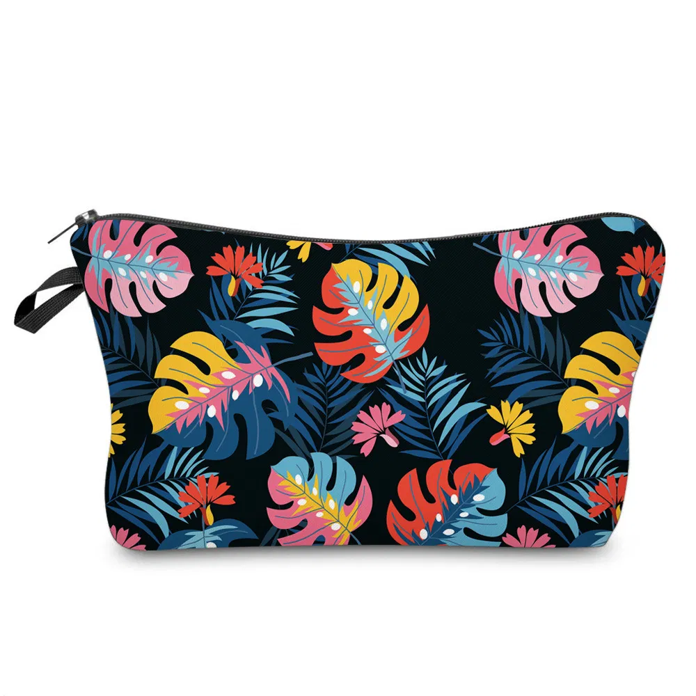 Fashion Retro Leaf Design Girls Pencil Pouch Travel Cosmetic Makeup Bag Custom