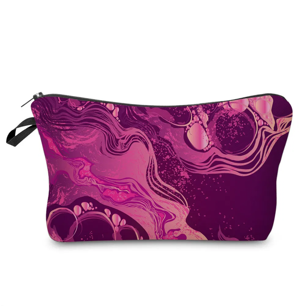 Fashion Custom Marble Zipper Cosmetic Pouch Large Capacity Leather Pencil Bag